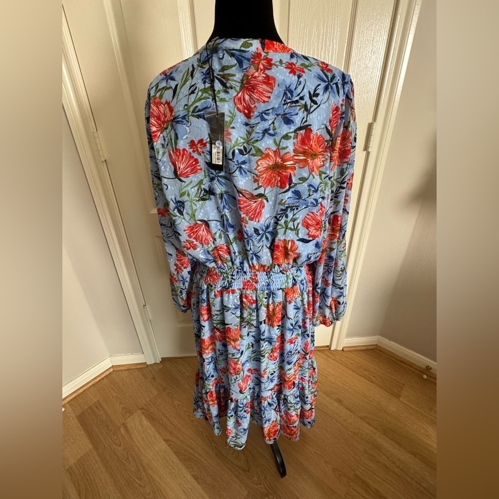 TAHARI Floral Empire Waist Modest Church Water Garden Dress Size XL NWT - Picture 8 of 11